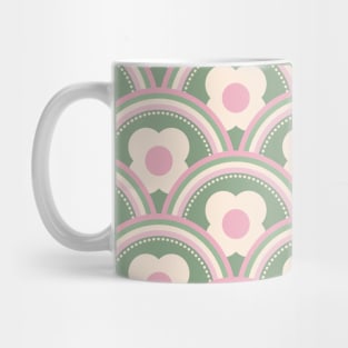 Retro Waves and Flowers Pink and Green Mug